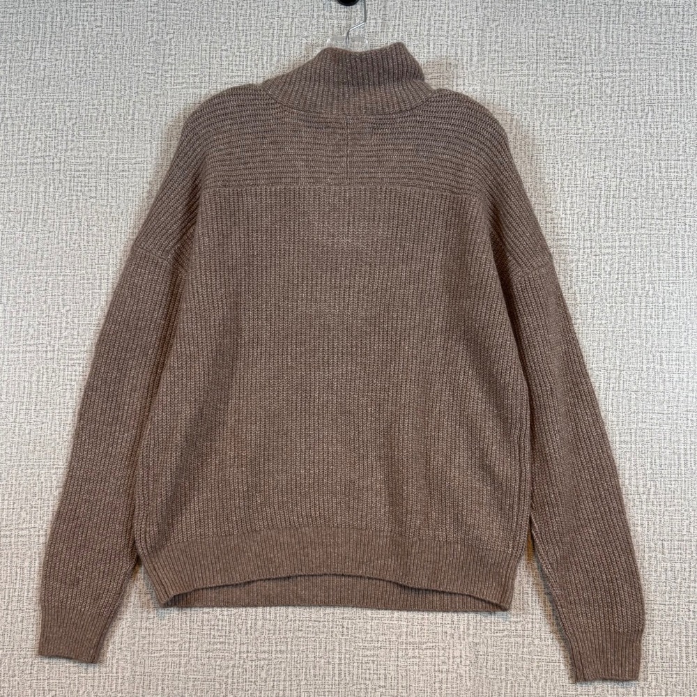 NWT Modern Ambition Womens Brown Merino Wool Blend Quarter Zip Ribbed Sweater Lg - Picture 4 of 9
